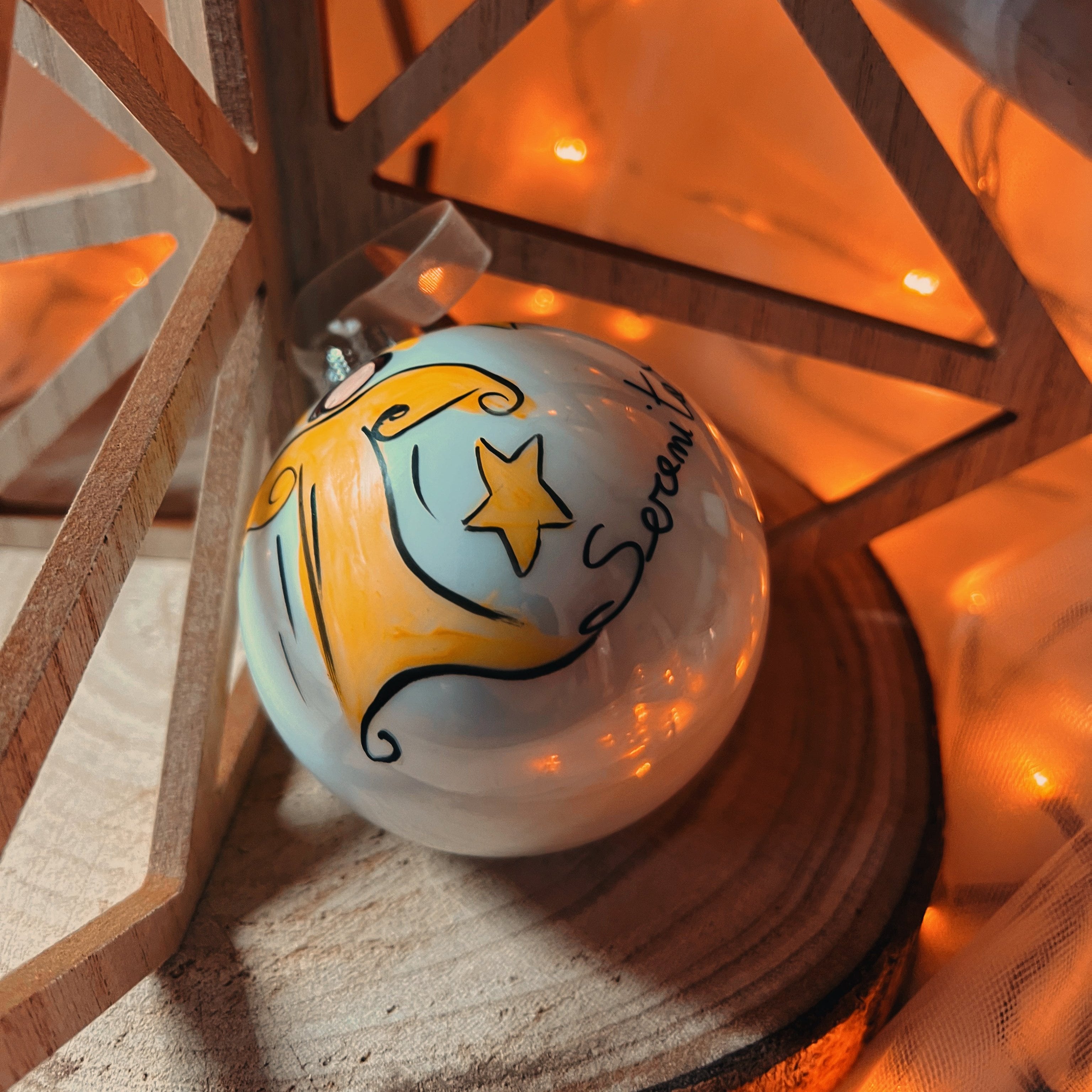 KIT 4 Sfere di Natale in Vetro Personalizzate Soggetti Natività, Angelo, Candele, Re Magi Dipinta A MANO 8cm Ø