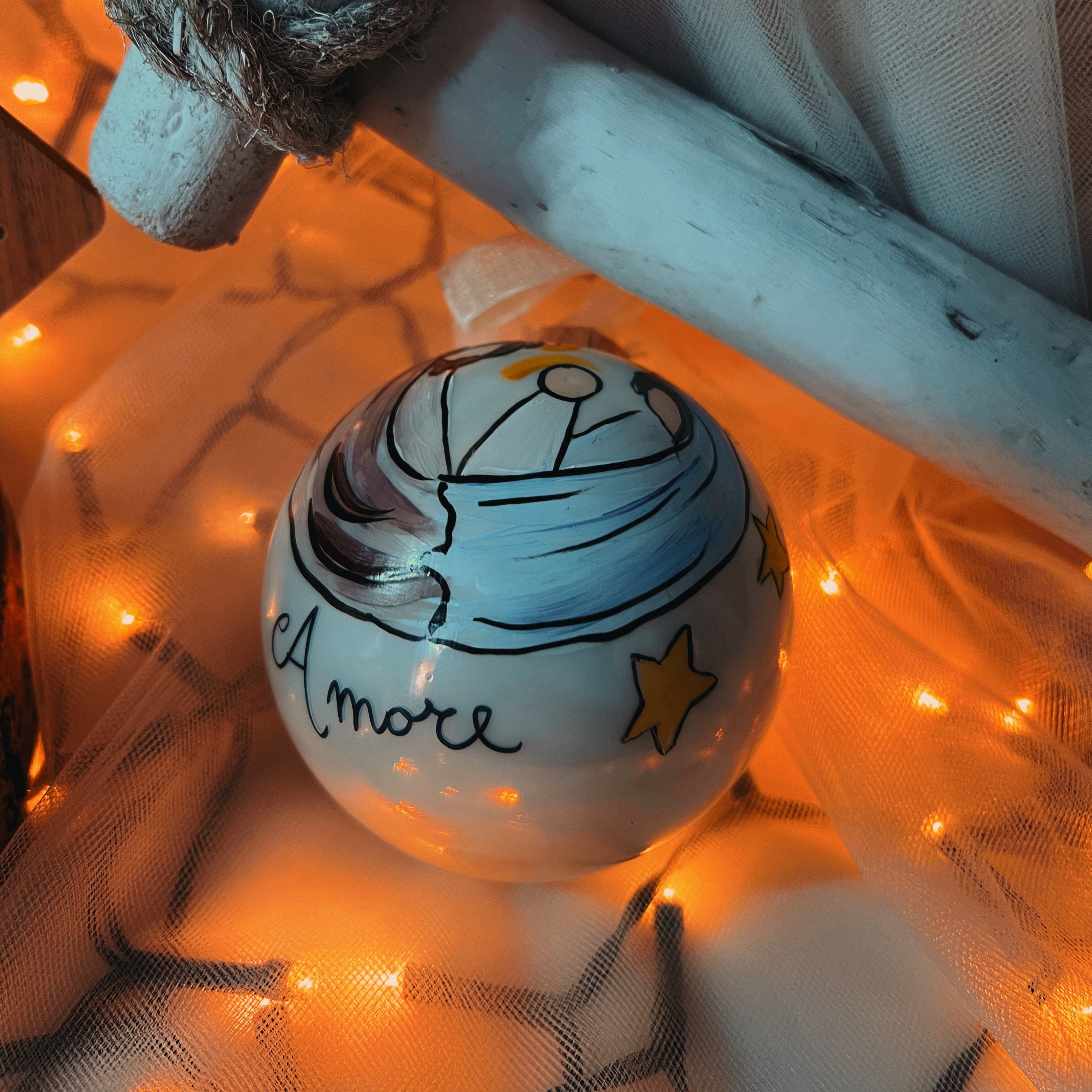 Sfera di Natale in Vetro Personalizzata Natività Dipinta a Mano