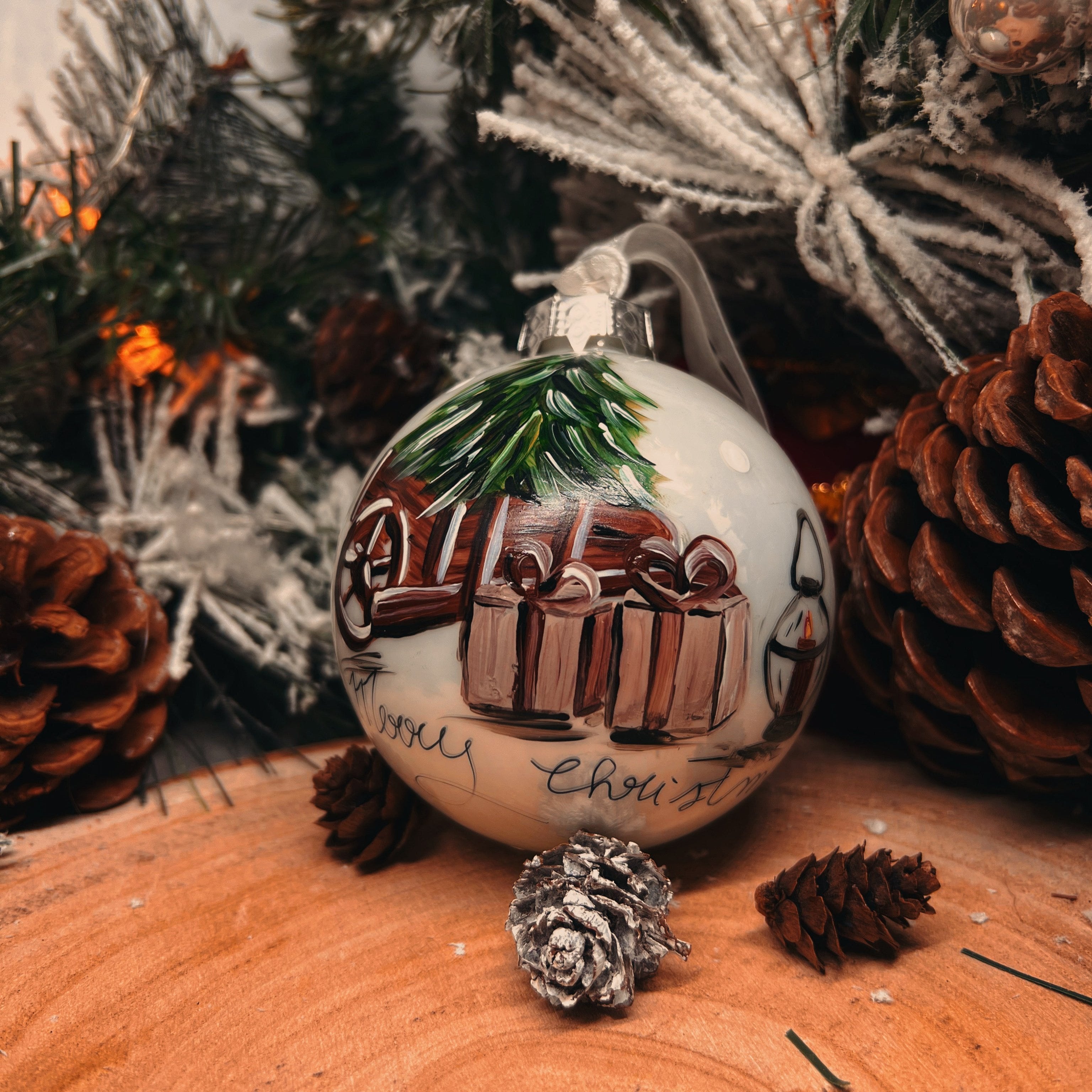 Sfera di Natale in Vetro Regali Scandinavian Dipinta A Mano
