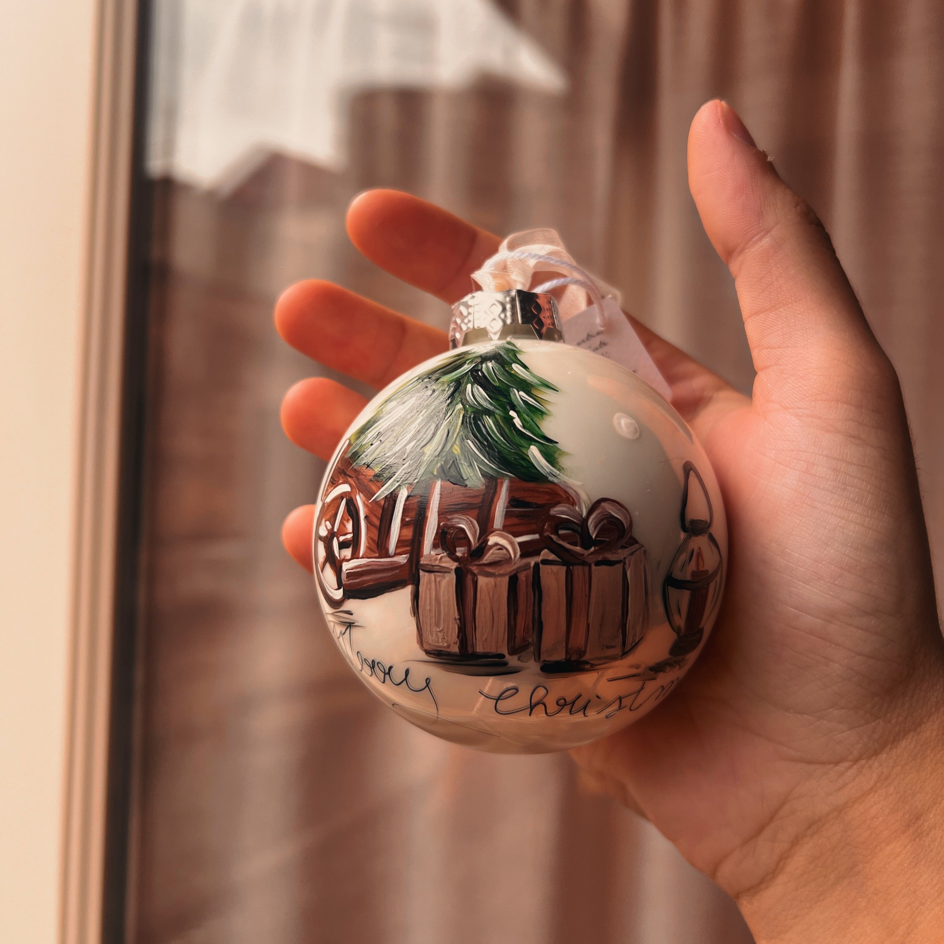 Sfera di Natale in Vetro Regali Scandinavian Dipinta A Mano
