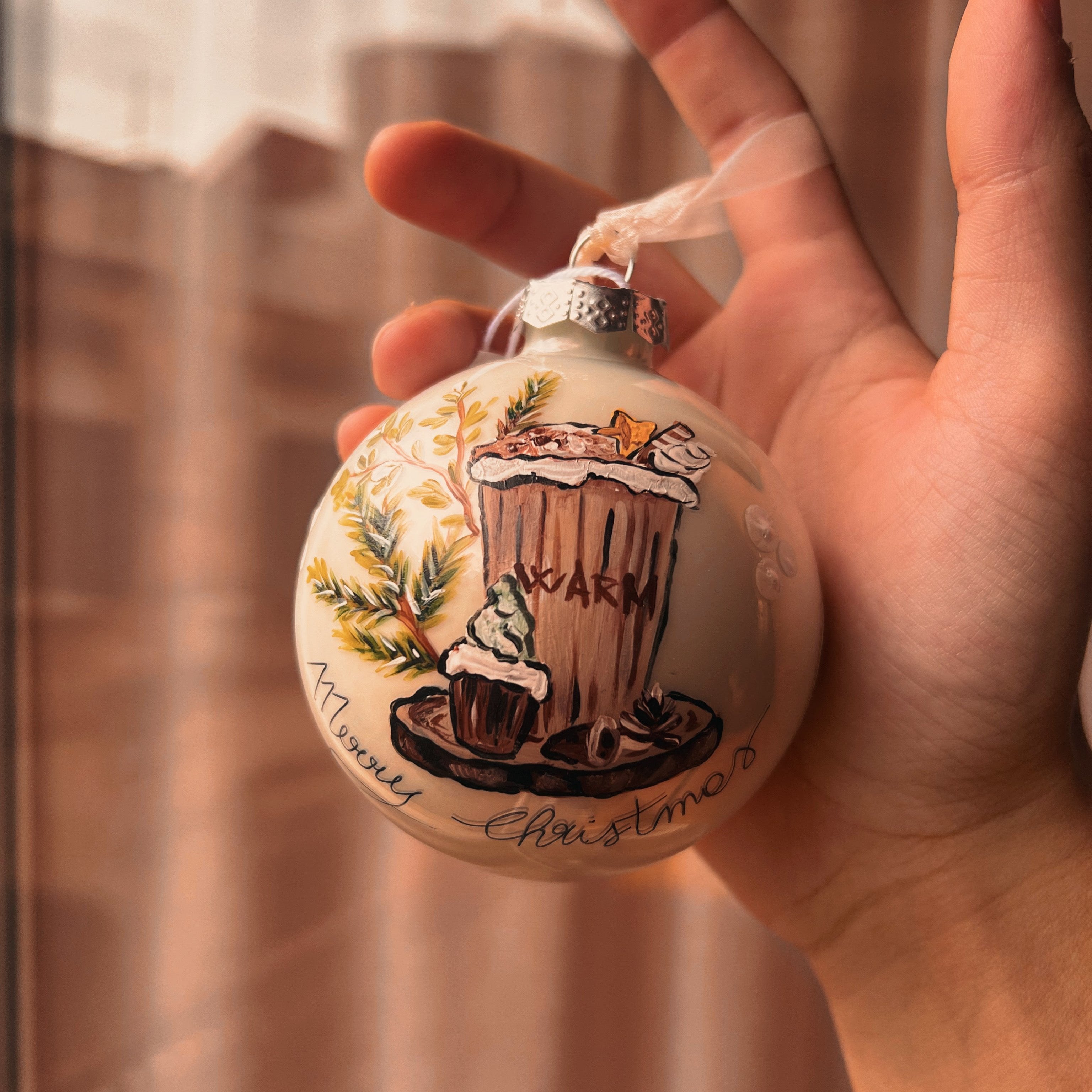 Sfera di Natale in Vetro Vaso Scandinavian Dipinta A Mano