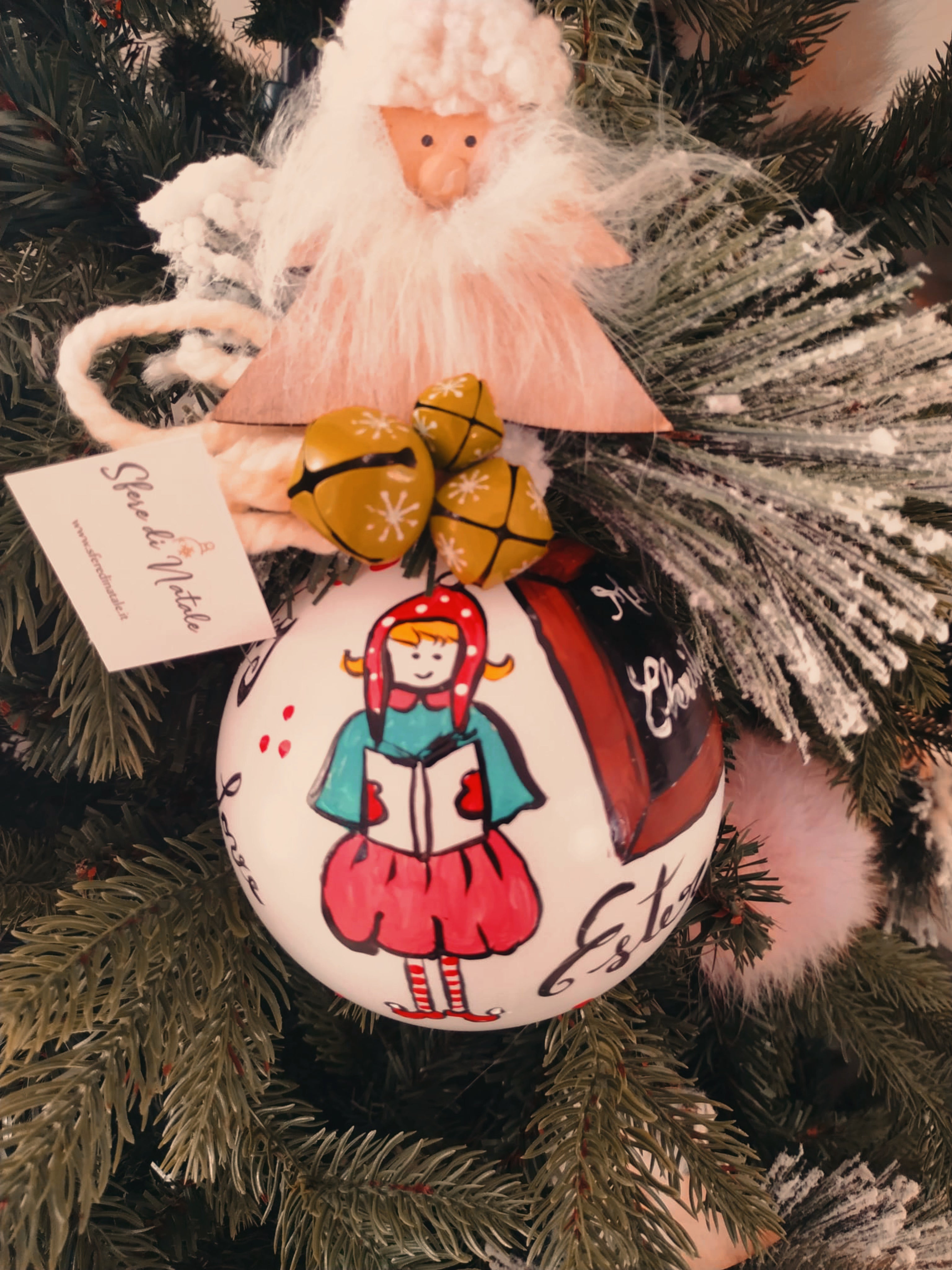 Sfera di Natale in Vetro Personalizzata Maestra di Asilo Dipinta a Mano