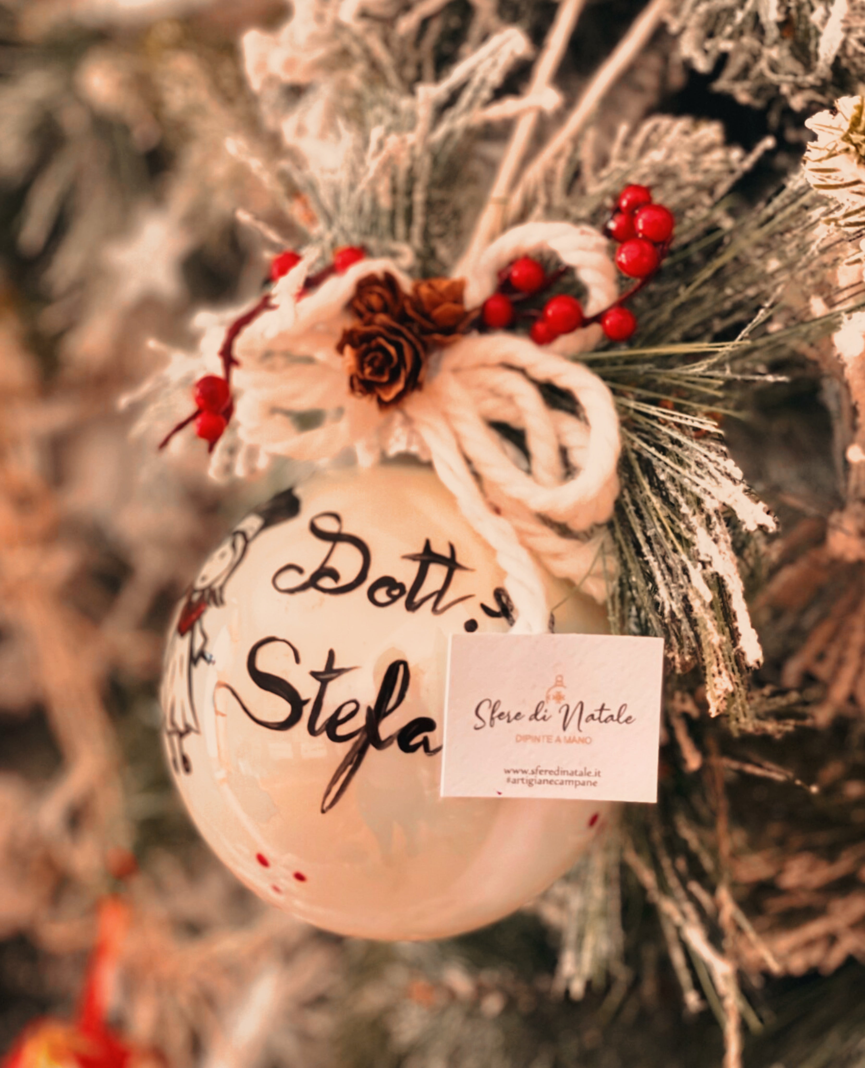 Sfera di Natale in Vetro Personalizzata Soggetto Dottoressa Dipinta a Mano