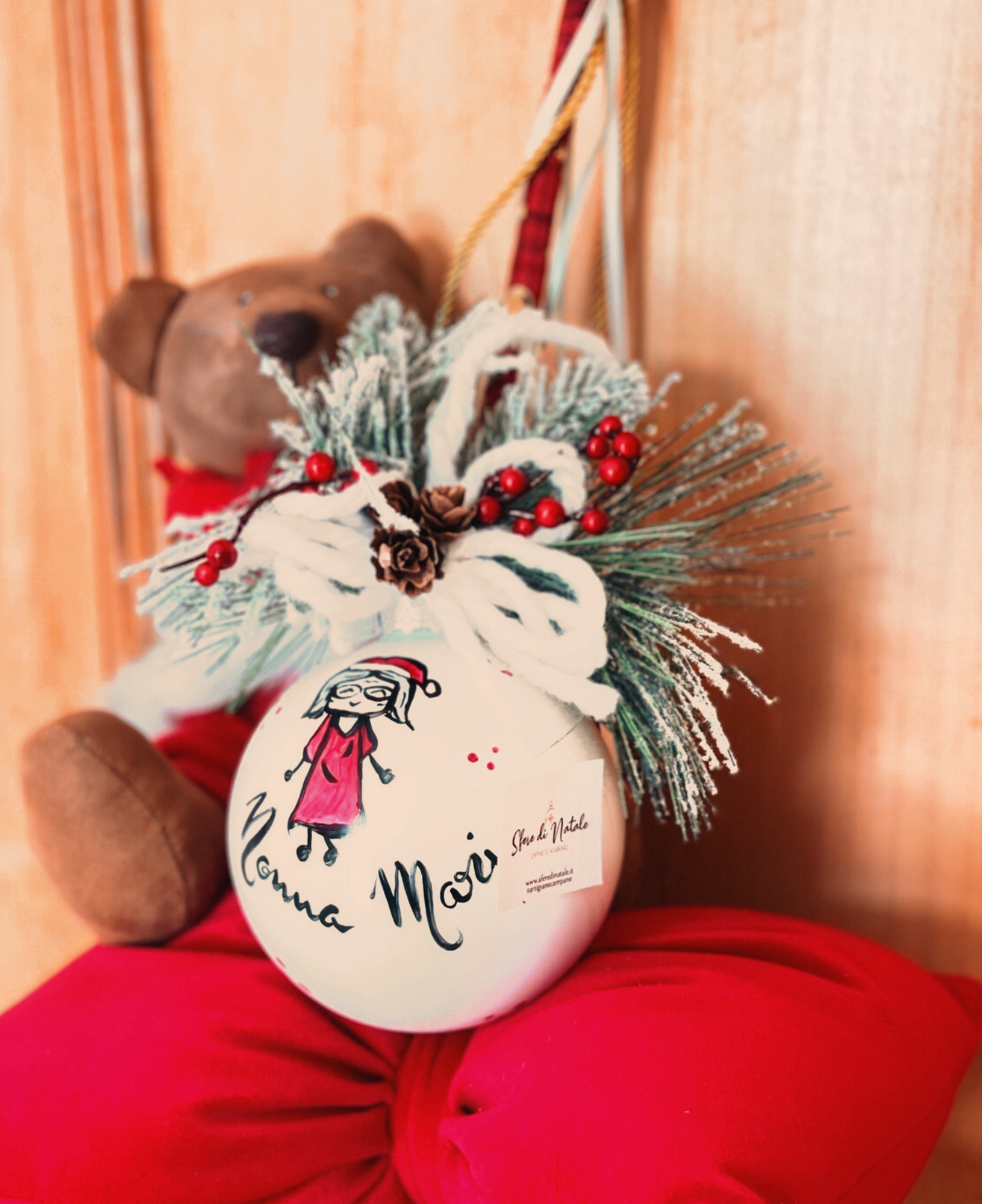 Sfera di Natale in Vetro Personalizzata Nonna Dipinta a Mano