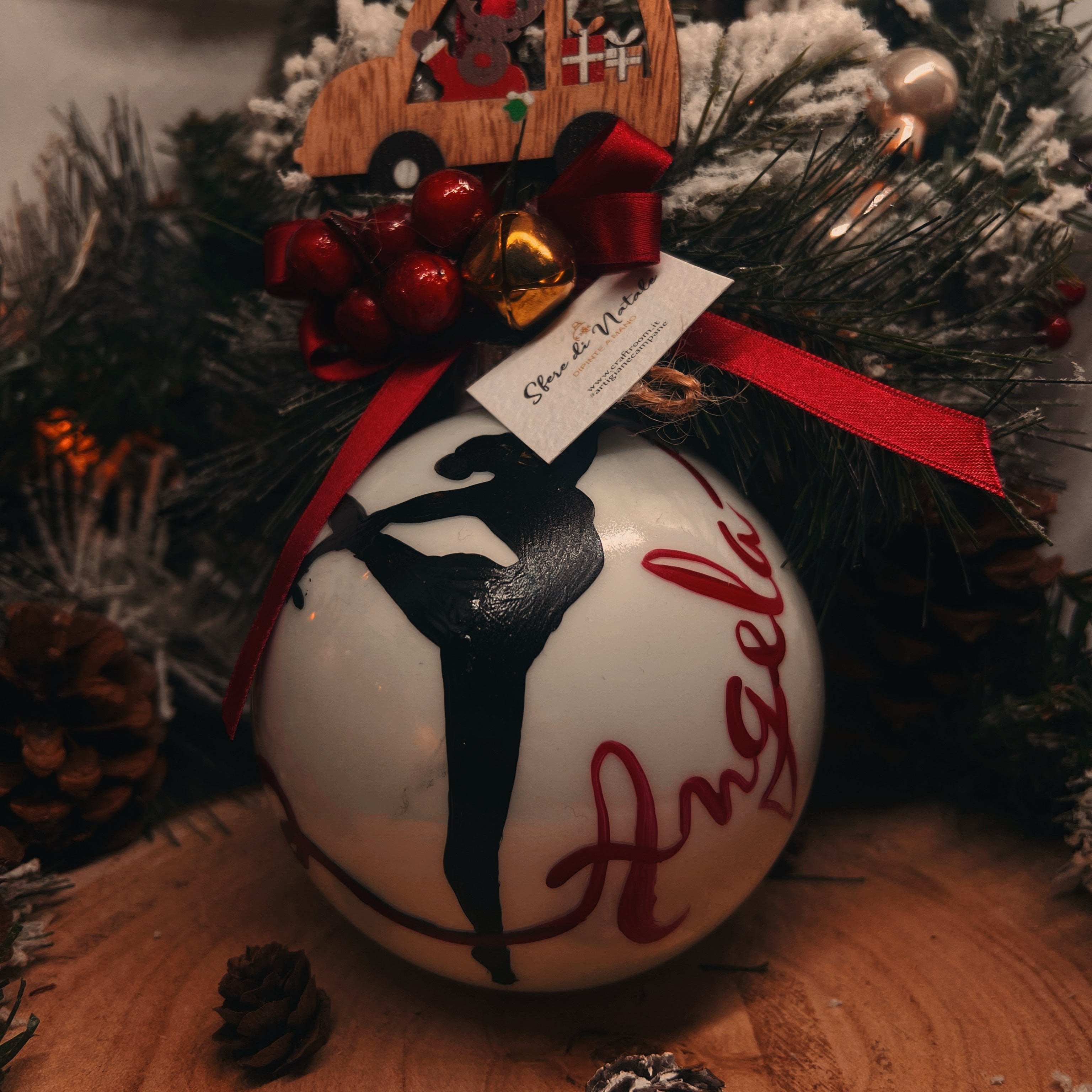 Sfera di Natale in Vetro Personalizzata Ballerina Dipinta a Mano