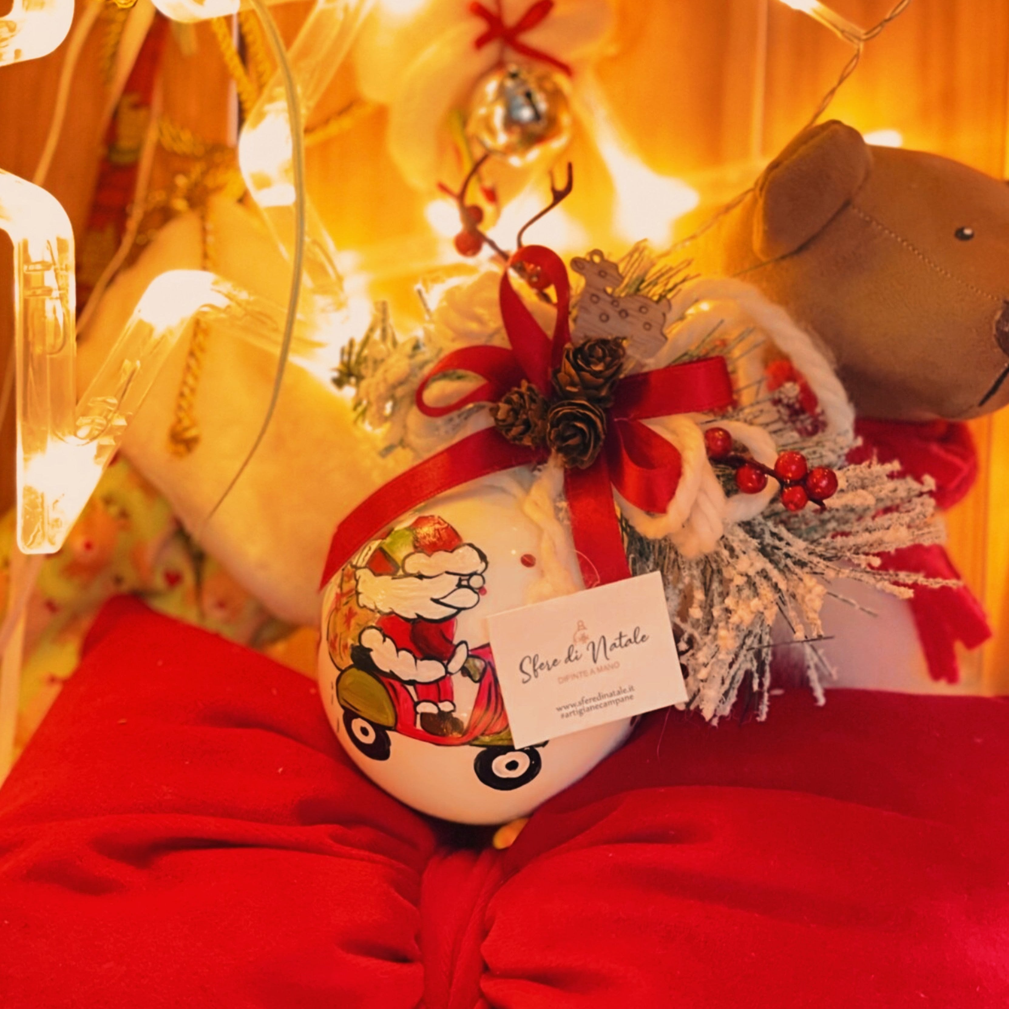 Sfera di Natale in Vetro Personalizzata Babbo Natale Dipinta a Mano