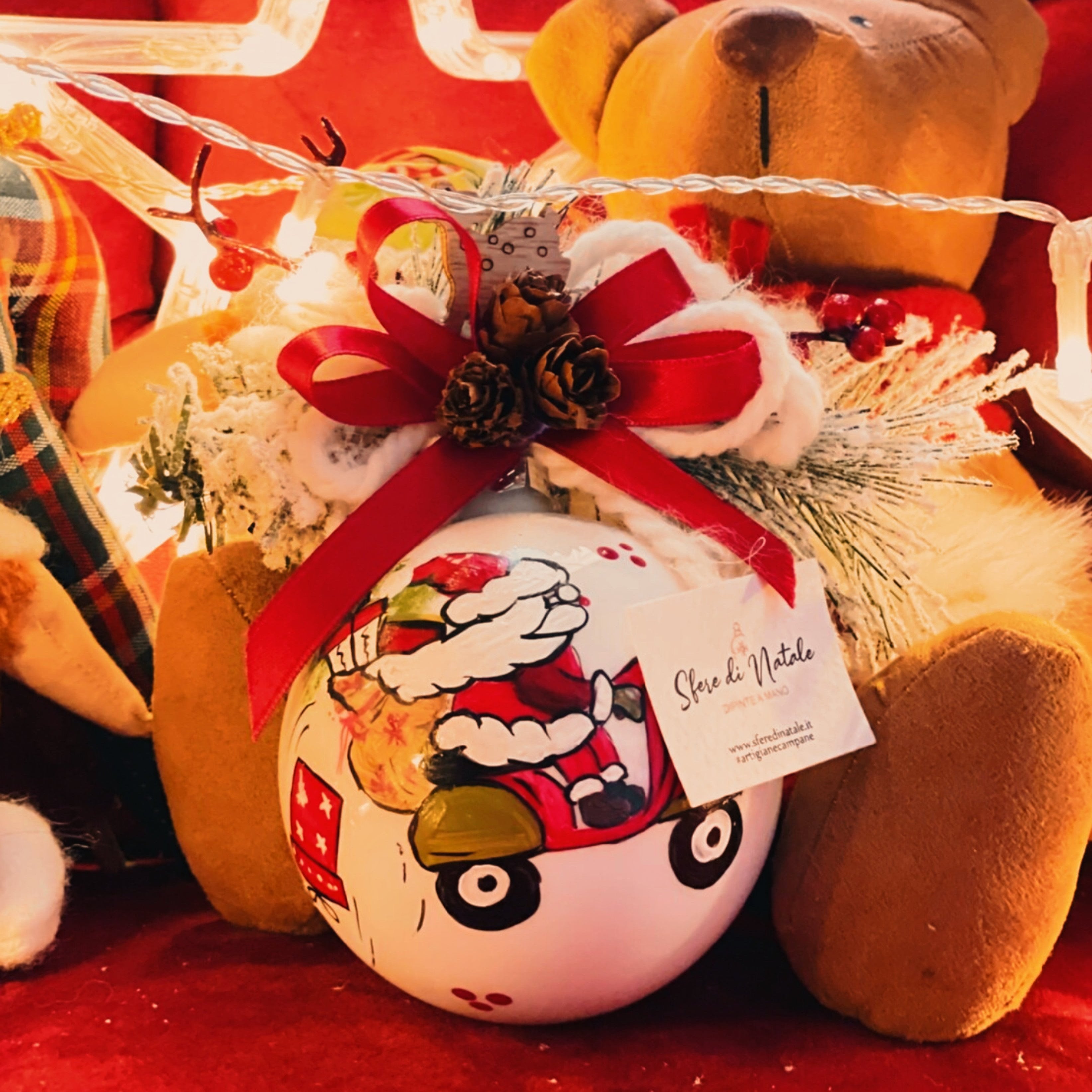Sfera di Natale in Vetro Personalizzata Babbo Natale Dipinta a Mano