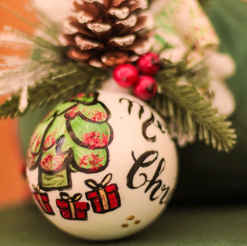 Sfera di Natale in Vetro Personalizzata Alberello Dipinta a Mano