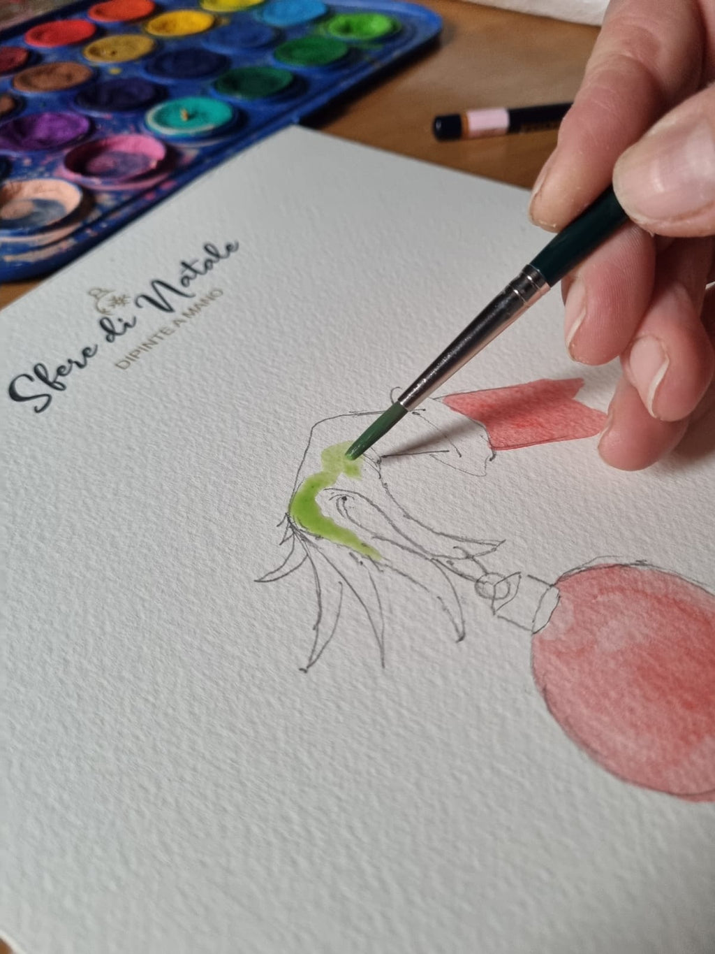 Sfera di Natale in Vetro Personalizzata  Dipinta "MANO GRINCH"