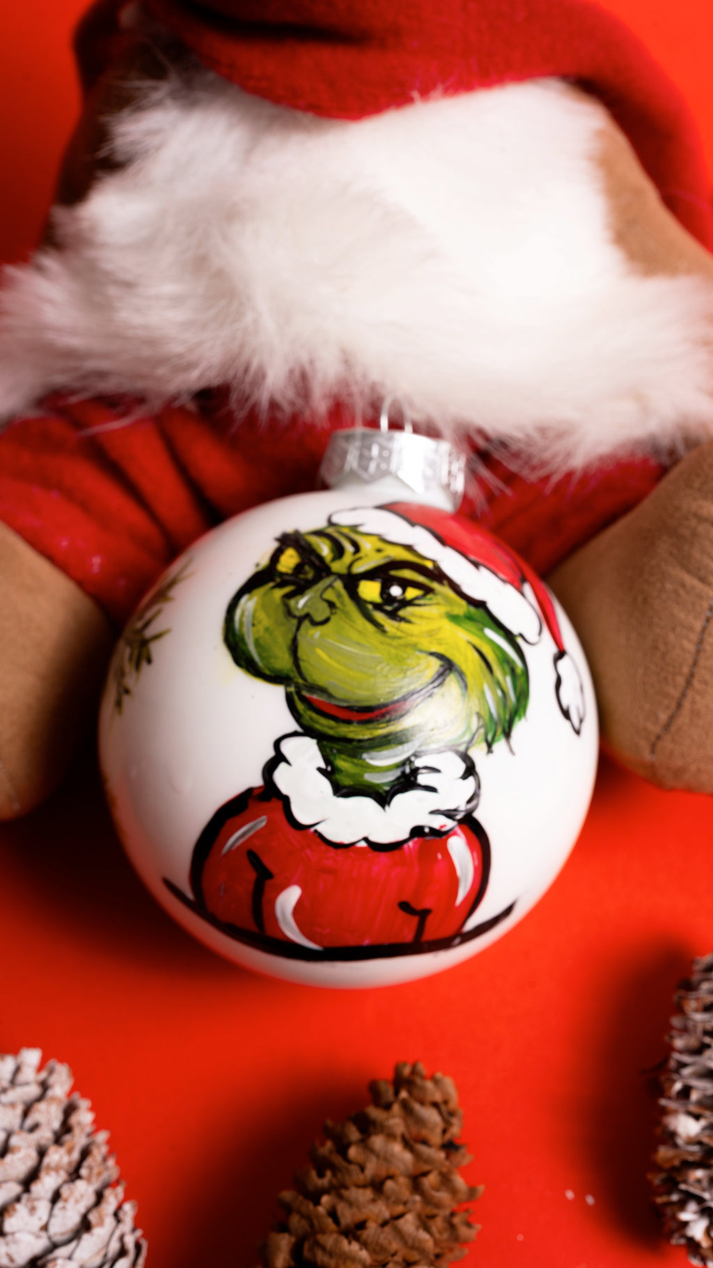 Sfera di Natale in Vetro Personalizzata GRINCH Dipinta a Mano